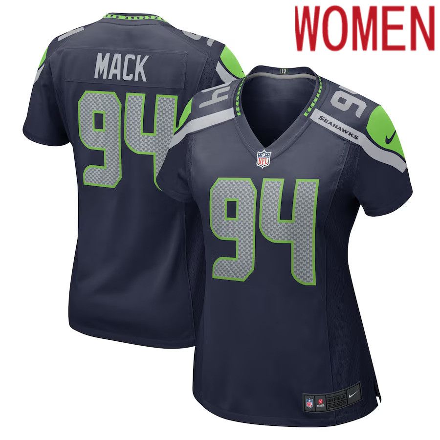 Women Seattle Seahawks #94 Isaiah Mack Nike College Navy Home Game Player NFL Jersey->women nfl jersey->Women Jersey